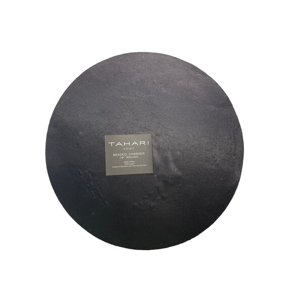 Tahari Halloween Beaded Gold Skull Black Placemat Centerpiece Charger Gothic 15" - Picture 4 of 7